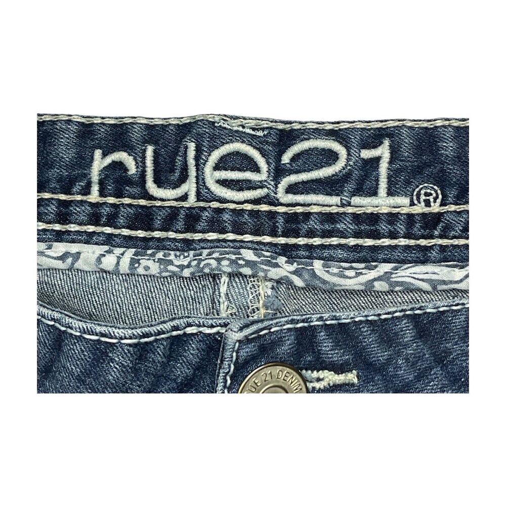 Rue 21 Jeans Low Rise Skinny Blue Denim Embroidered Juniors W 32 L 28.5 - Picture 3 of 8